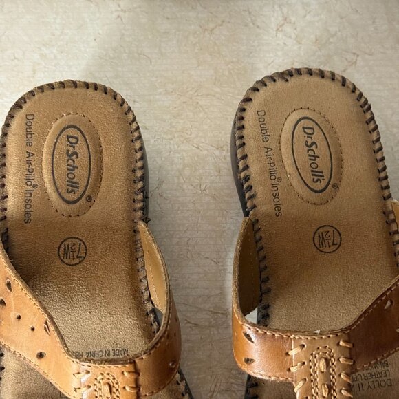 Dr. Scholls Dolly II Leather Sandals Wide Width Tan Womens Size 7.5 - Picture 7 of 16